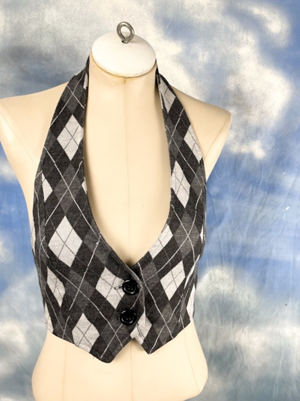 Lipsy Y2K argyle halter vest top